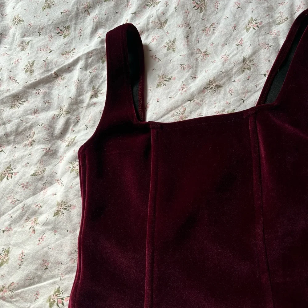 Burgundy Velvet Corset Top - Picture 1 of 5